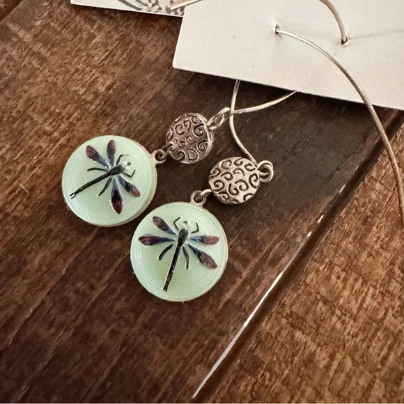 Handcrafted Original Dragonfly Silver Earrings Semi Precious Boho NEW - Picture 2 of 6